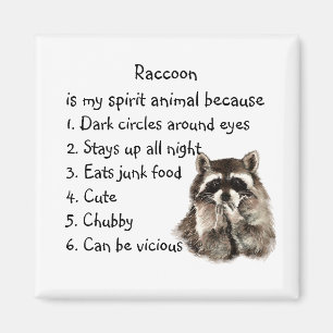 Funny Raccoon Spirit Animal Humour Cute Watercolor Magnet