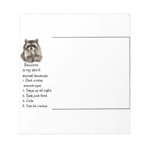 Funny Raccoon Spirit Animal Humour Cute Watercolor Notepad