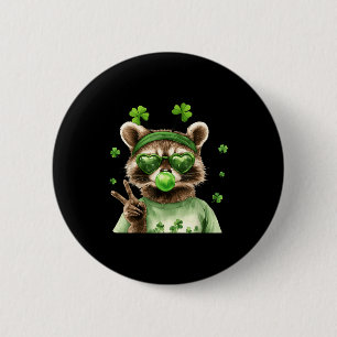 Funny raccoon st patrick's day lucky irish funny 2 inch round button