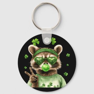 Funny raccoon st patrick's day lucky irish funny keychain