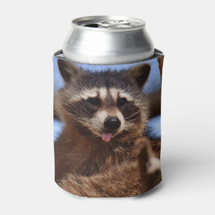 Funny Raccoon Sticking It's Tongue Out Can Cooler