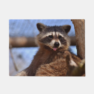 Funny Raccoon Sticking It's Tongue Out Doormat