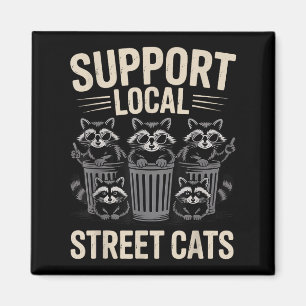 Funny Raccoon Sungles Vintage Support Local Street Magnet