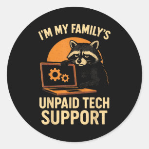 Funny Raccoon Tech Lover Graphic Tee Computer Geek Classic Round Sticker