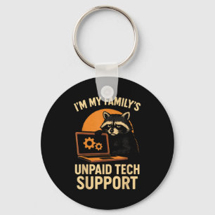Funny Raccoon Tech Lover Graphic Tee Computer Geek Keychain