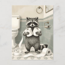 Funny Raccoon Toilet Paper Thief Bathroom Humour