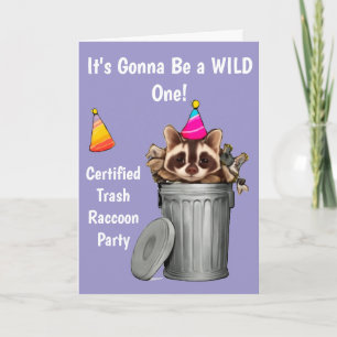 Funny Raccoon Trash Can Birthday Design Invitation
