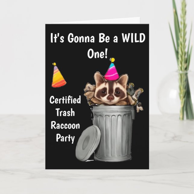 Funny Raccoon Trash Can Birthday Design Invitation (Front)