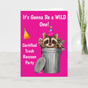 Funny Raccoon Trash Can Birthday Design Invitation