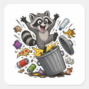 Funny Raccoon Trash Chaos Cartoon Sticker