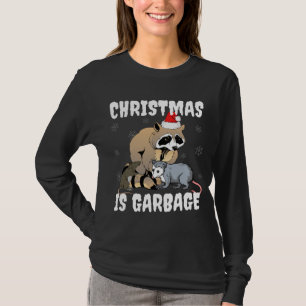 Funny Raccoon Trash Gang Festive Meme Christmas Is T-Shirt