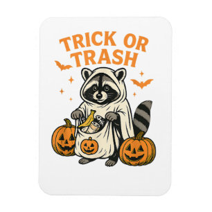 Funny Raccoon Trick or Trash Halloween Magnet