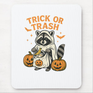 Funny Raccoon Trick or Trash Halloween Mouse Pad