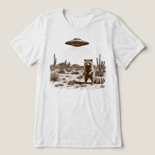 Funny Raccoon UFO Alien Abduction Desert Tri-Blend Shirt