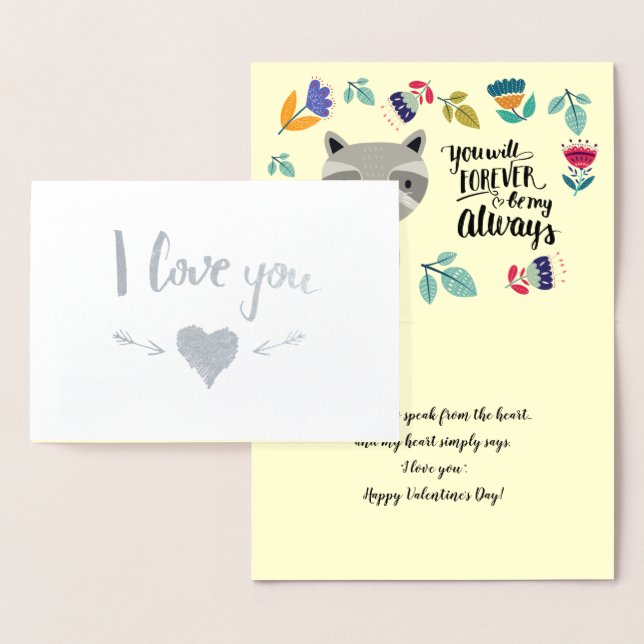 Funny Raccoon Valentine's Day Foil Card (Display)