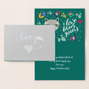 Funny Raccoon Valentine's Day  Foil Card