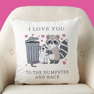 Funny Raccoon Valentines Day Throw Pillow