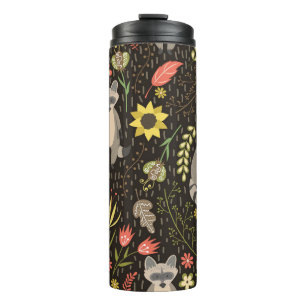 Funny Raccoons Vintage Illustration Pattern Thermal Tumbler