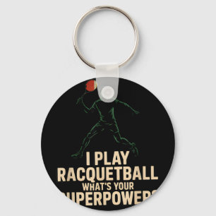 Funny racquetball superpower retro poster saying F Keychain
