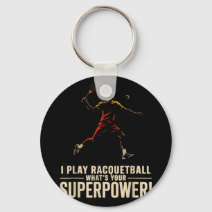 Funny racquetball superpower retro poster saying F Keychain