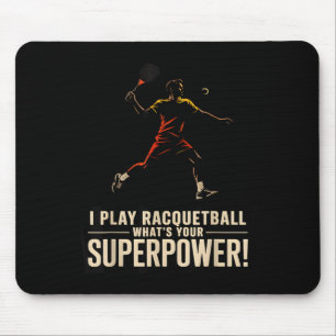 Funny racquetball superpower retro poster saying F Mouse Pad
