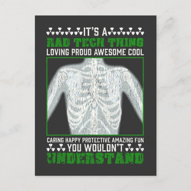 Funny Rad Tech Joke X-ray Radiologic Humour Postcard (Front)