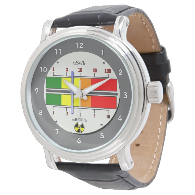 Funny Radiation Geiger Counter Effect Wristwatch (Angled)