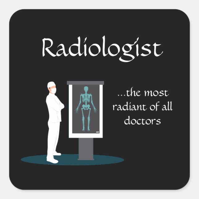 funny radiologist x-ray  illustration comic style  square sticker (Front)