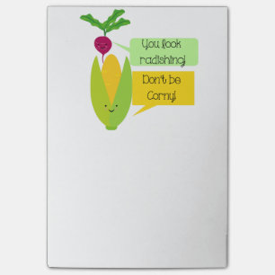Funny Radish and Corn Vegetable Humour Post-it Notes