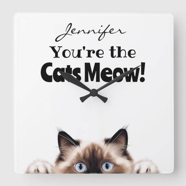 Funny Ragdoll Cat Wall Clock (Front)