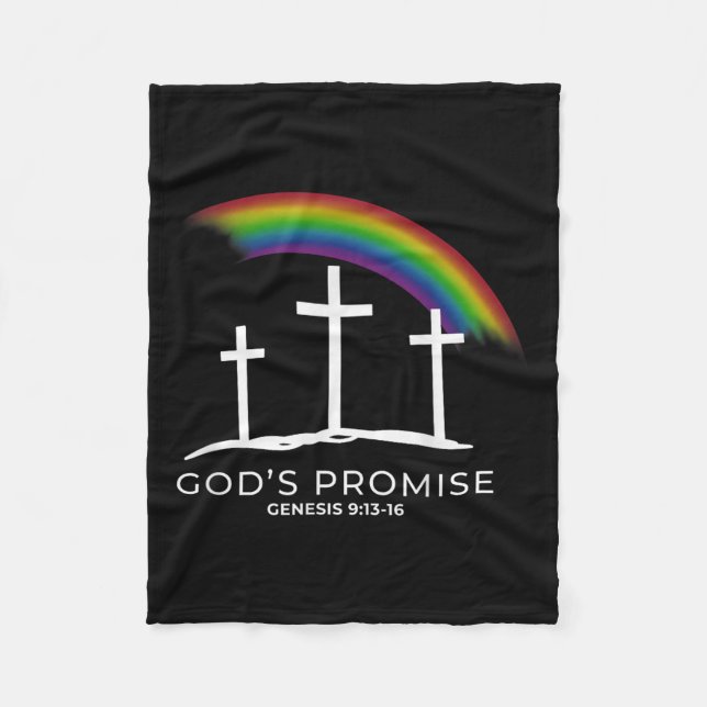 Funny Rainbow Christ Cross - Christian Quote God's Fleece Blanket (Front)