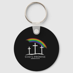 Funny Rainbow Christ Cross - Christian Quote God's Keychain