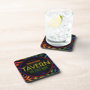 Funny Rainbow Couple Personalized Tavern Coaster