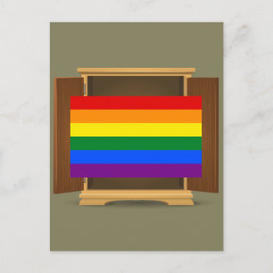 Funny Rainbow Flag LGBT coming out of the closet Postcard