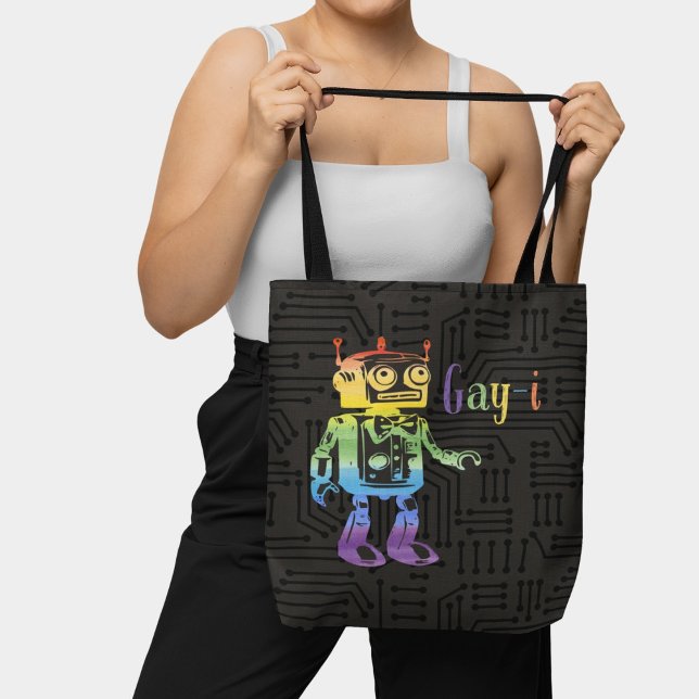 Funny Rainbow Gay Pride AI Robot Pun Joke  Tote Bag (Creator Uploaded)