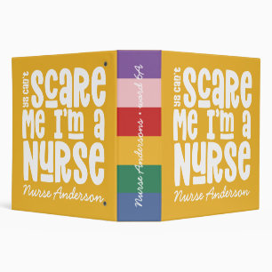 Funny rainbow nurse typography yellow modern gift binder