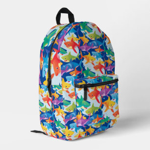 Funny rainbow shark birthday party Pattern Printed Backpack