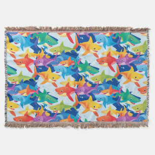 Funny rainbow shark pattern under the sea throw blanket