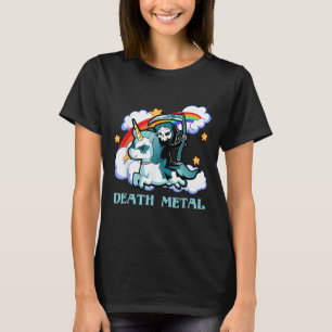 Funny Rainbow Skeleton Unicorn Death Metal Music F T-Shirt