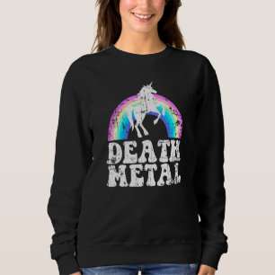Funny Rainbow Unicorn Death Metal Distressed Men W Sweatshirt