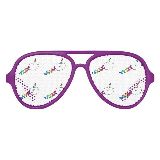 Funny Rainbow Unicorn Swimming Sperm Aviator Sunglasses (Front)