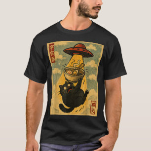 Funny Ramen Cat Japanese Anime Ufo Men Women Teens T-Shirt