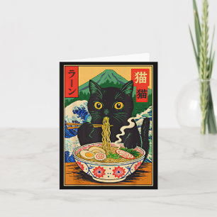 Funny Ramen Cat Japanese Noodle Kitten Card