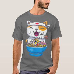 funny Ramen Cat Kawaii Anime Japanese Food Girls T T-Shirt