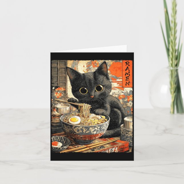 Funny Ramen Cat Noodle Lovers Anime Otaku  Card (Front)