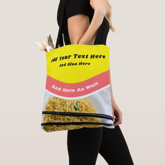 Funny Ramen Noodles Packet Custom Message Tote Bag (Close Up)