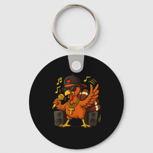 Funny Rapper Turkey_hip Hop Thanksgiving Day Drip Keychain
