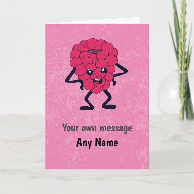 Funny Raspberry Themed Custom Birthday or Any Card (Front)