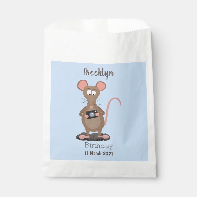 Funny rat and camera personalized birthday favour bag (Front)