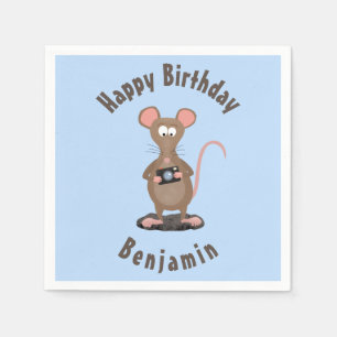 Funny rat and camera personalized birthday napkin
